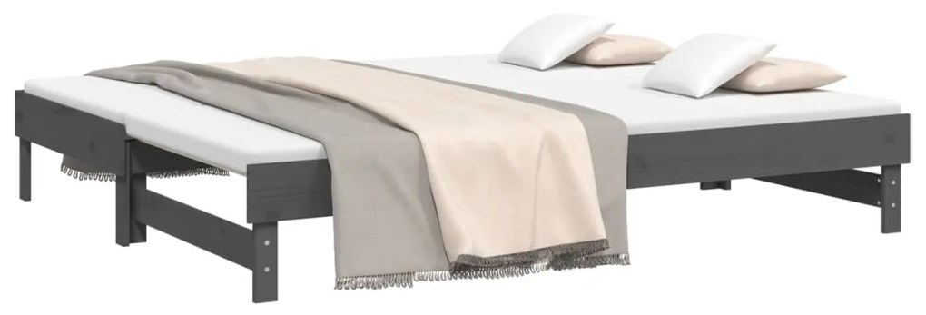 Sofá-cama de puxar 2x(80x200) cm pinho maciço cinza