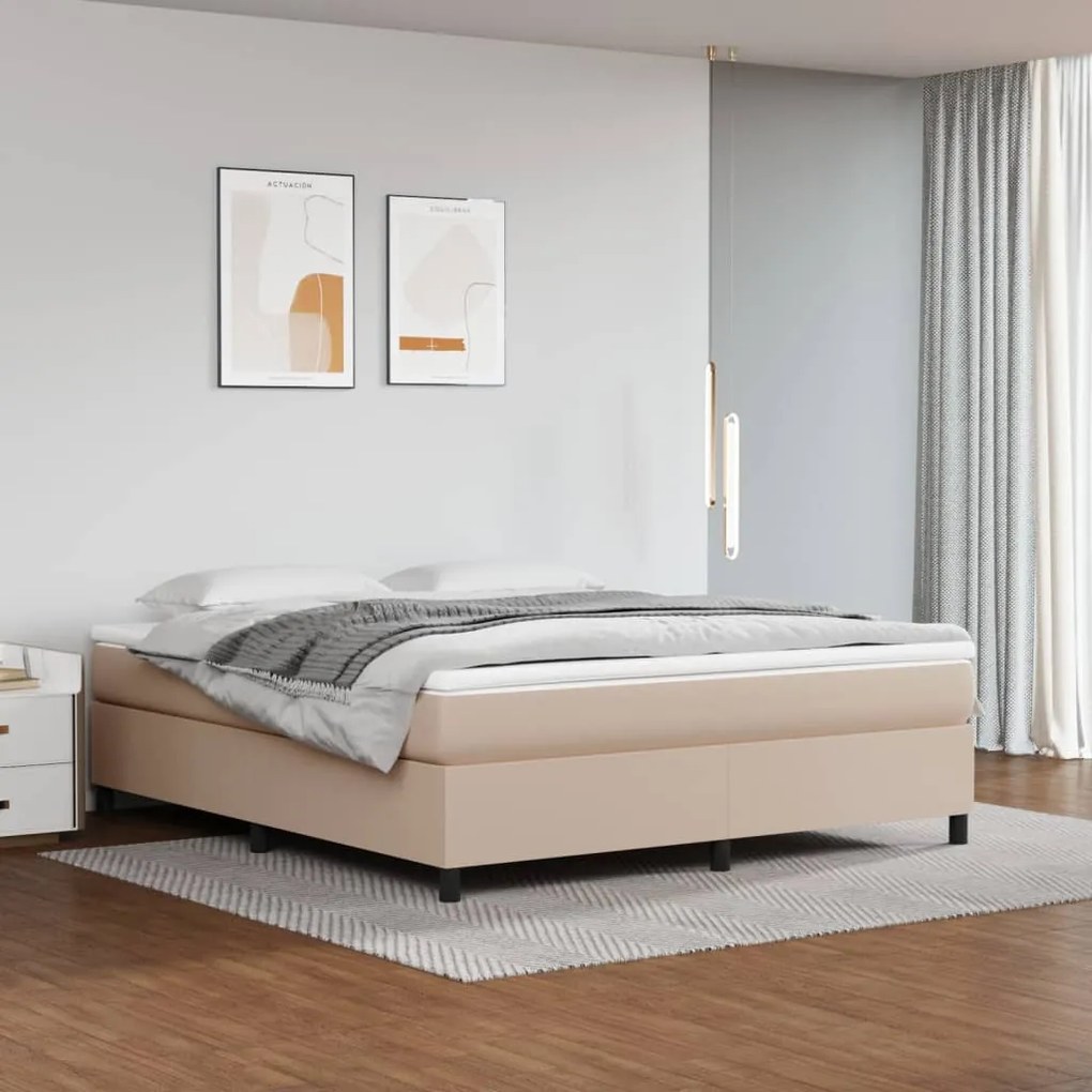 3121064 vidaXL Estrutura cama com molas 180x200 cm couro artificial cappuccino