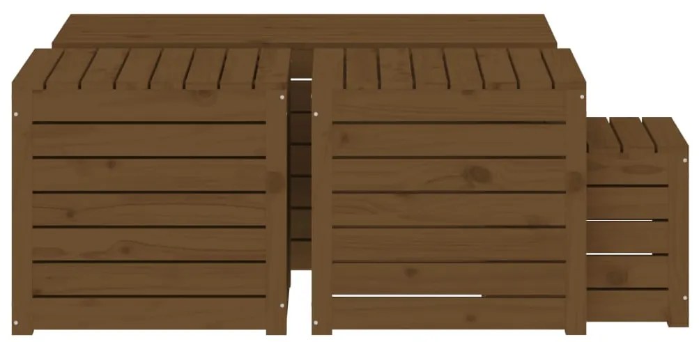 4 pcs conjunto de caixas de jardim pinho maciço castanho mel