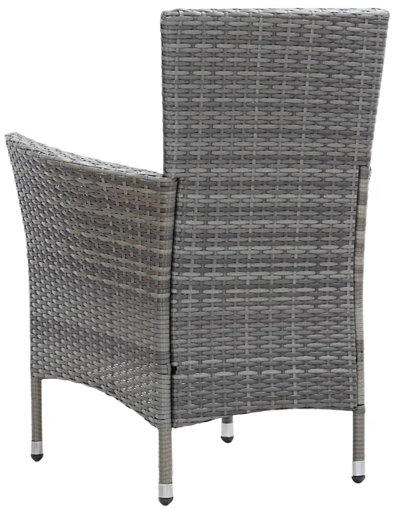 7 pcs conjunto jantar exterior com almofadões vime PE cinzento