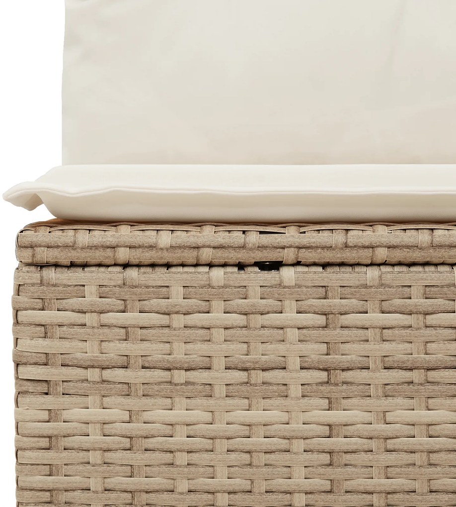 Conjunto de Sofás de Jardim de 7 Peças com Almofadas Bege Rattan Polié