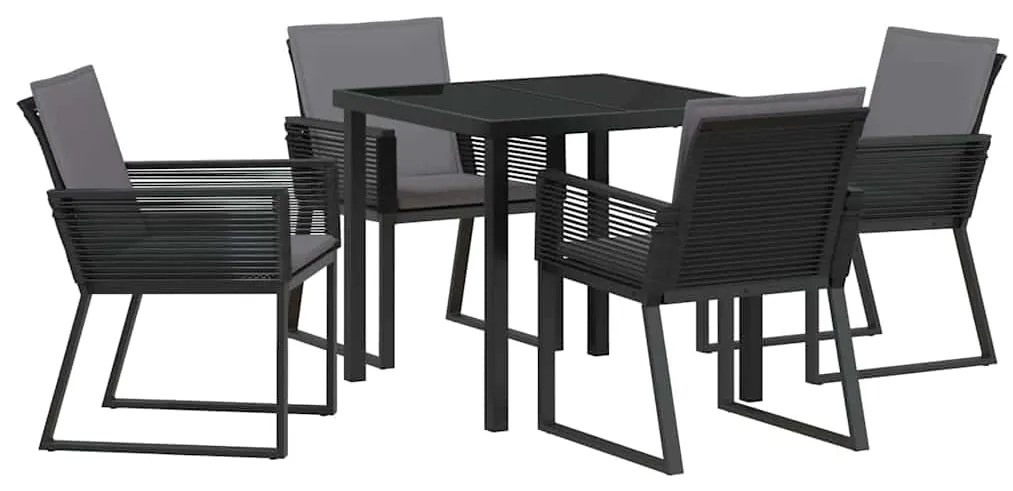 Conjunto de Jantar de Jardim com Almofadas - 5 Peças em Polirattan Pre