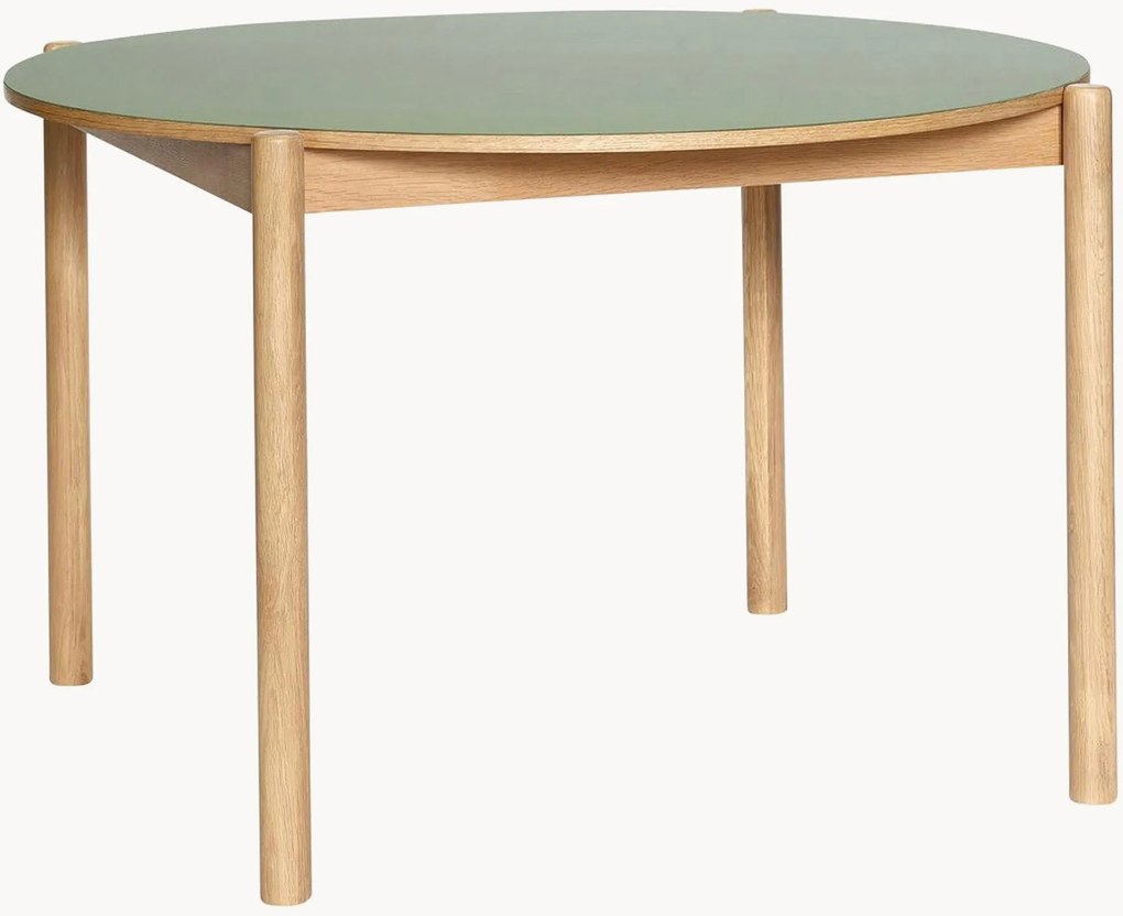 Mesa de jantar redonda com tampo em linóleo Oblique, Ø 115 cm