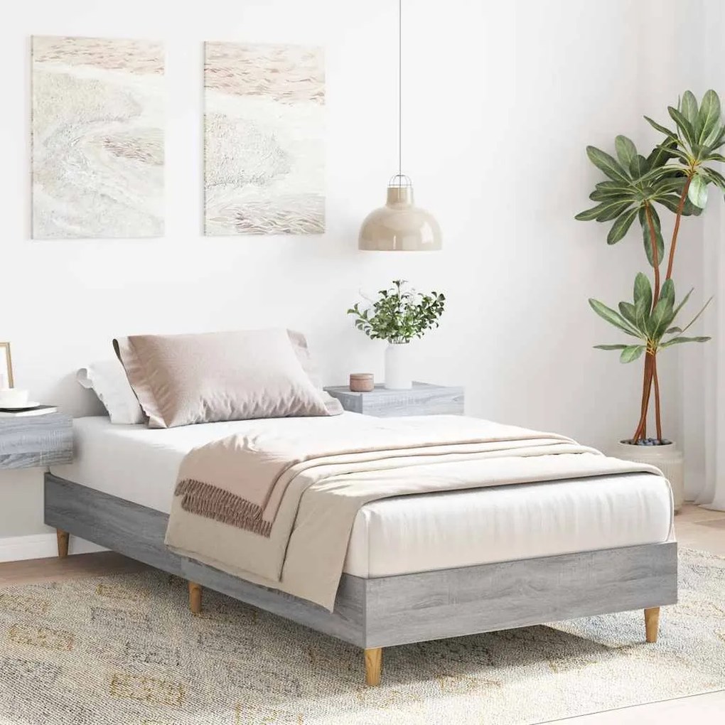 Estrutura cama s/ colchão 75x190 cm cinzento sonoma