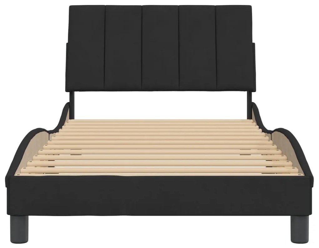 Estrutura de cama sem colchão 100x200 cm veludo preto
