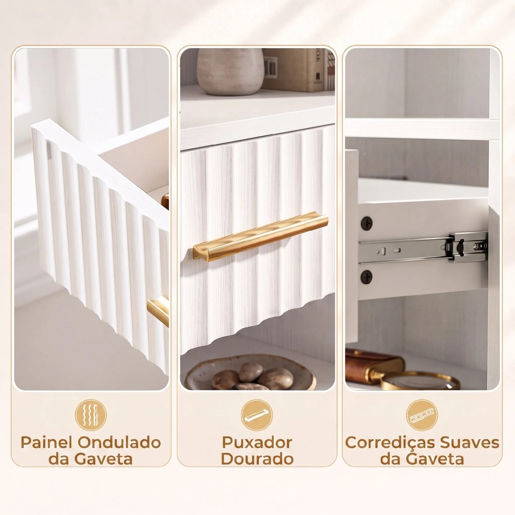 Estante para Livros Alta e Estreita, Estante de 7 Níveis com Gaveta, 6 Compartimentos Abertos, 60x24x182 cm, Branco