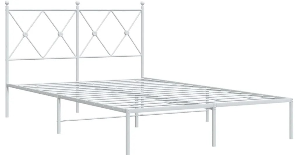 Estrutura de cama com cabeceira 120x190 cm metal branco