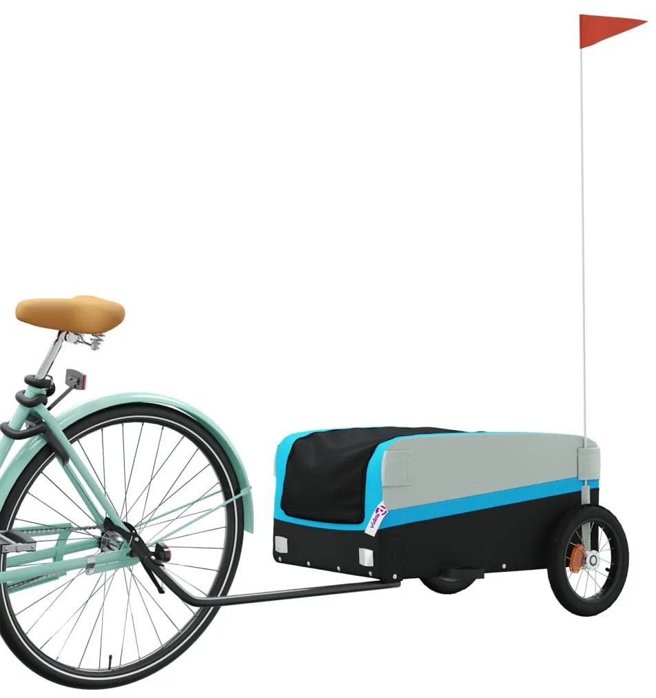 Reboque para bicicleta 30 kg ferro preto e azul