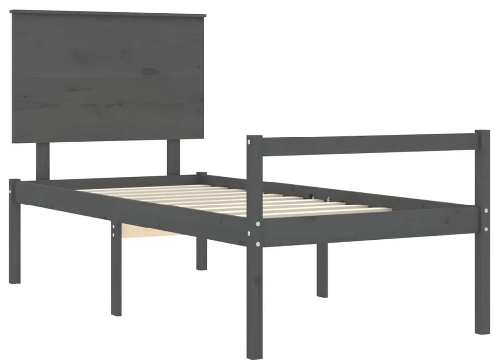 Estrutura de cama com cabeceira 100x200cm madeira maciça preto