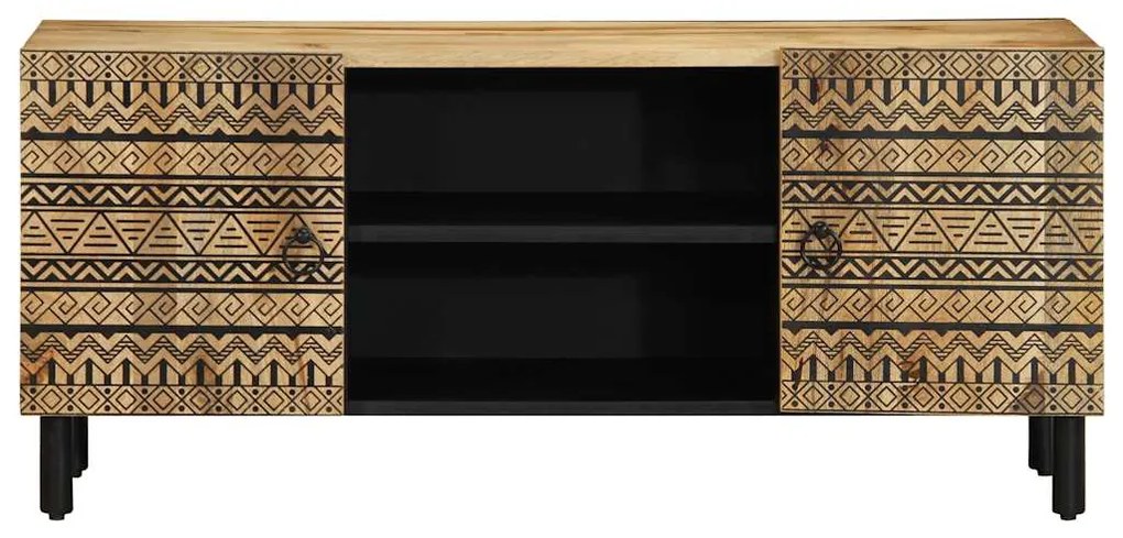 Móvel de TV 105x33,5x46cm madeira mangueira áspera maciça preto