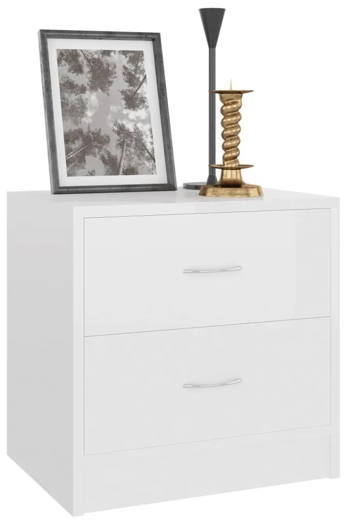 Mesa de cabeceira derivados de madeira branco brilhante