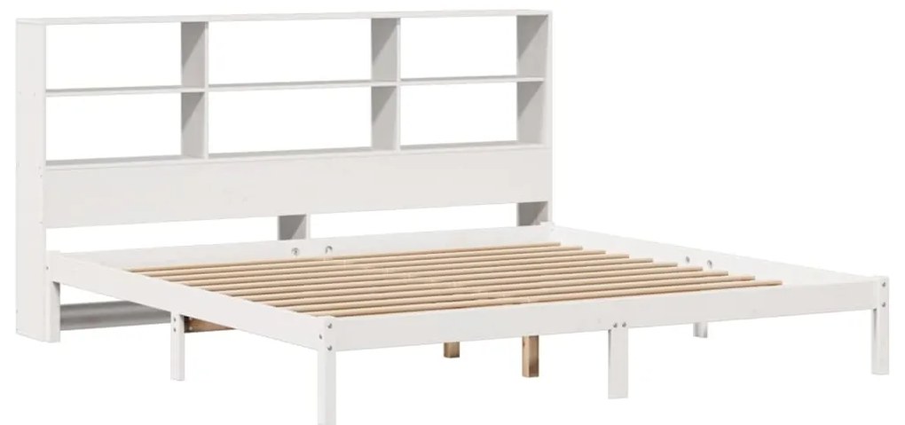 Cama com estante sem colchão 180x200 cm pinho maciço branco