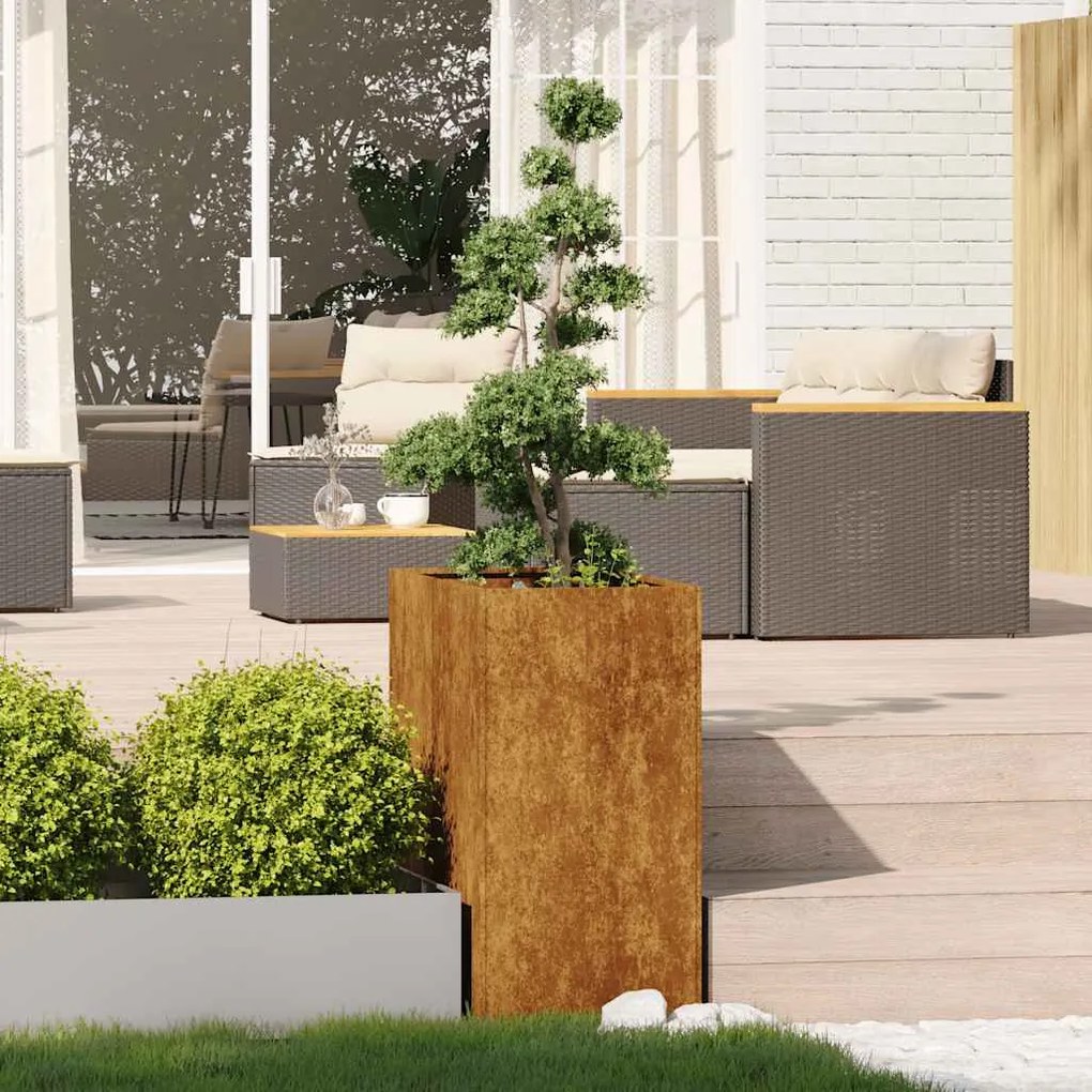 Floreira enferrujada 40x80x80 cm aço resistente