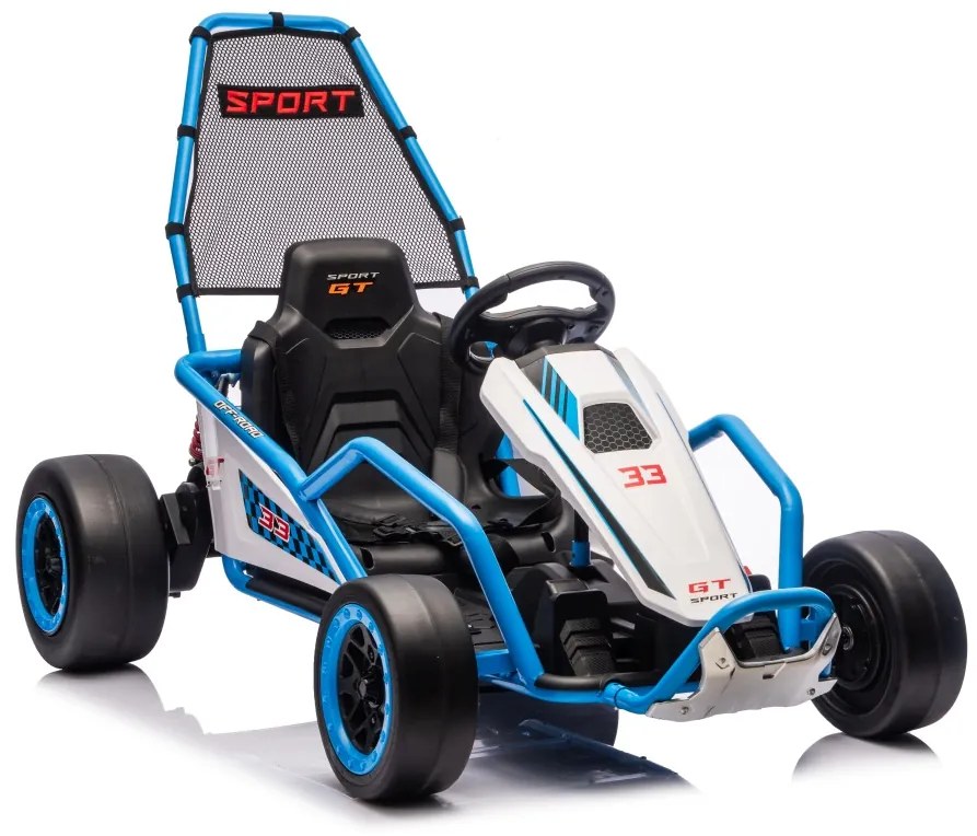 Kart elétrico para Crianças 24 V TORNADO Gokart Função Drift, Rodas espuma plástica EVA, assento couro ecológico Azul