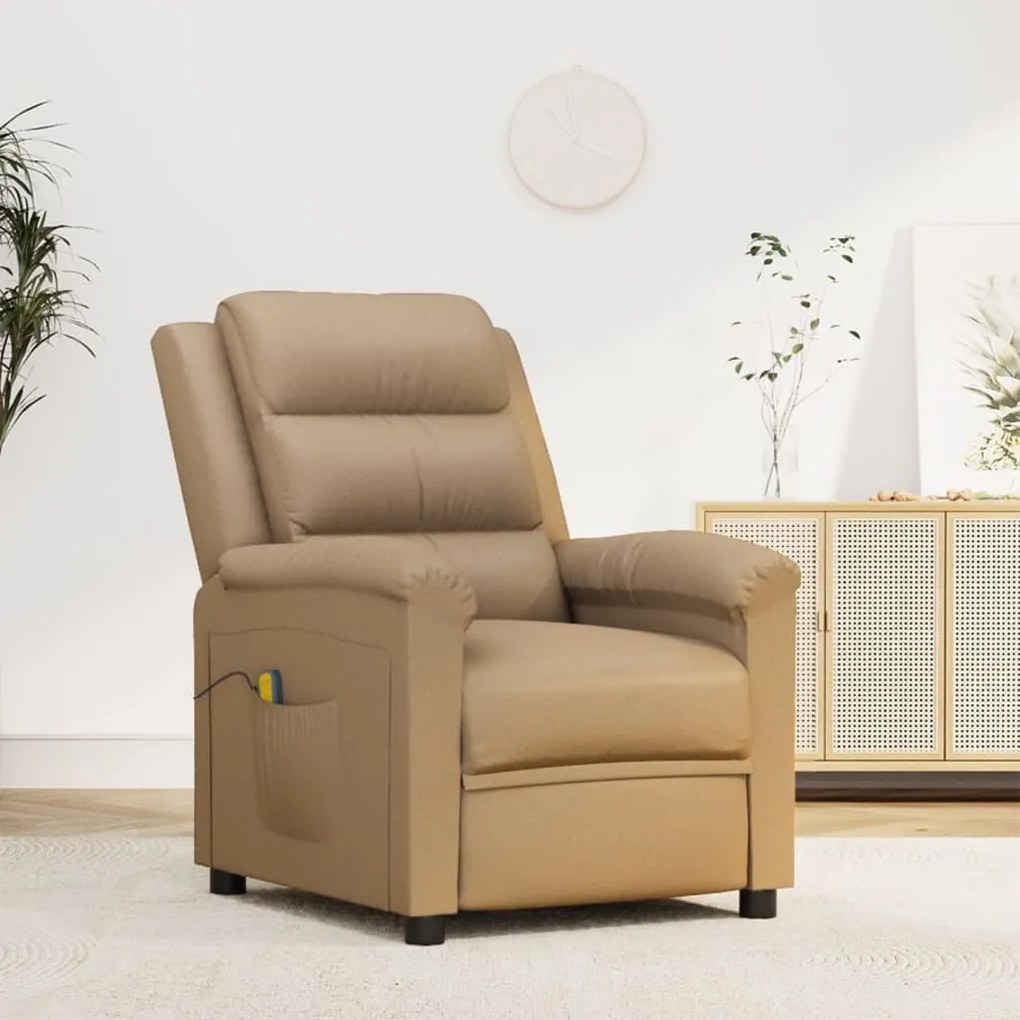 vidaXL Poltrona massagens reclinável elétrica couro artif. cappuccino