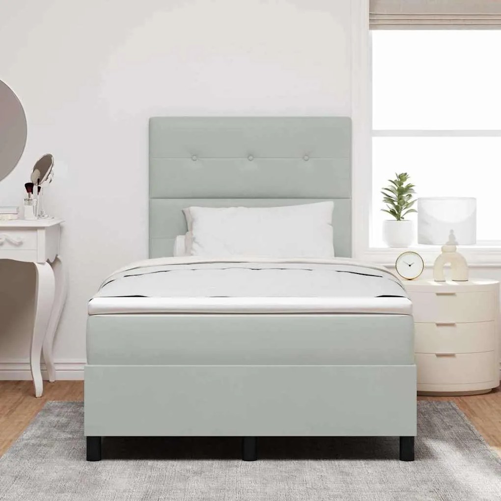 Cama Box com Colchão e Luz LED Cinza Claro 120x200 cm Veludo