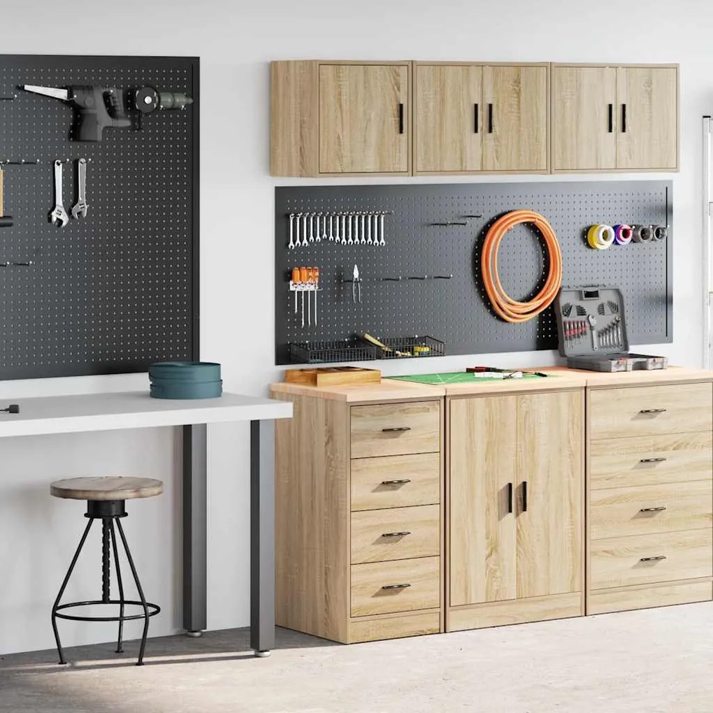 vidaXL Armários de garagem 2pcs derivados de madeira carvalho sonoma