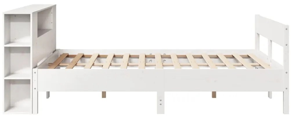 Cama com estante sem colchão 140x190 cm pinho maciço branco