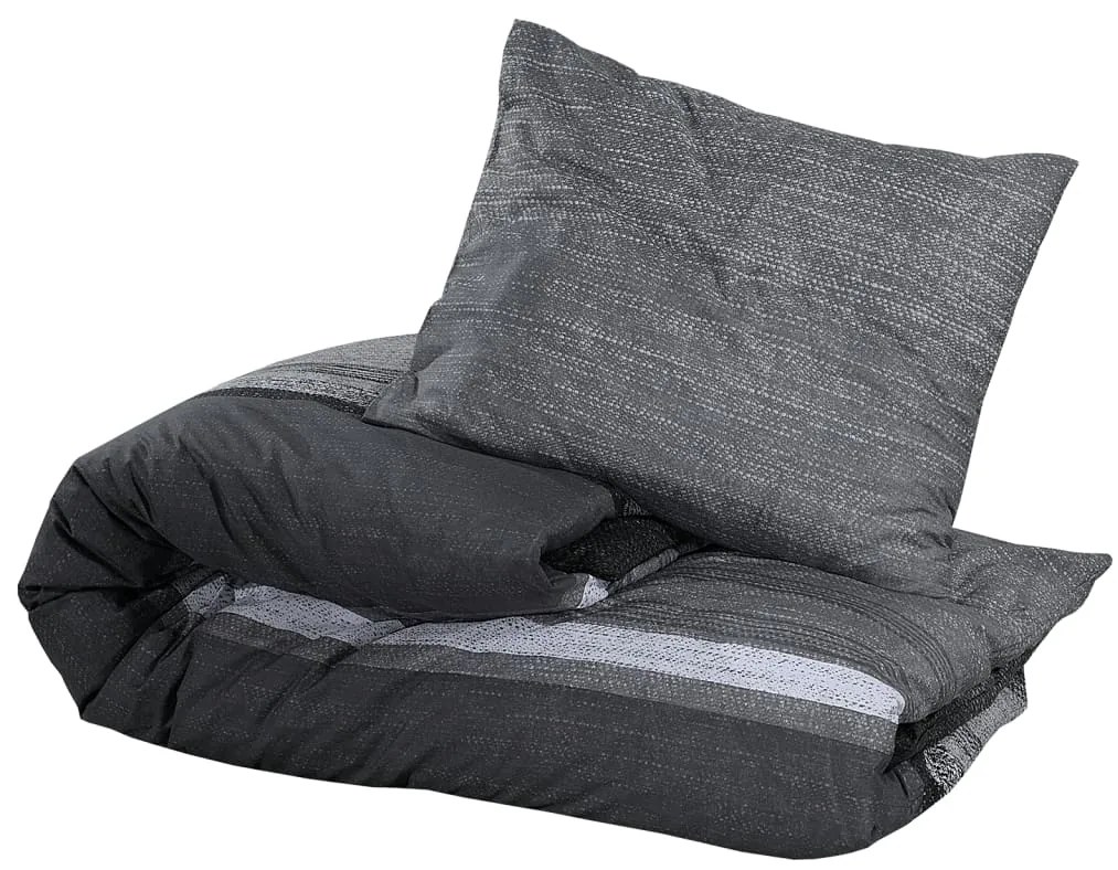 Conjunto de capa de edredão 155x220 cm algodão cinza-escuro