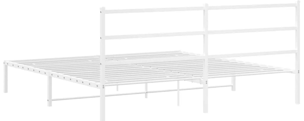 Estrutura de cama com cabeceira 200x200 cm metal branco