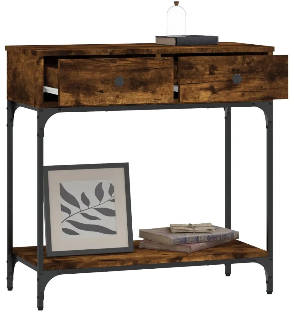 Mesa consola 75x34,5x75 cm derivados de madeira carvalho fumado