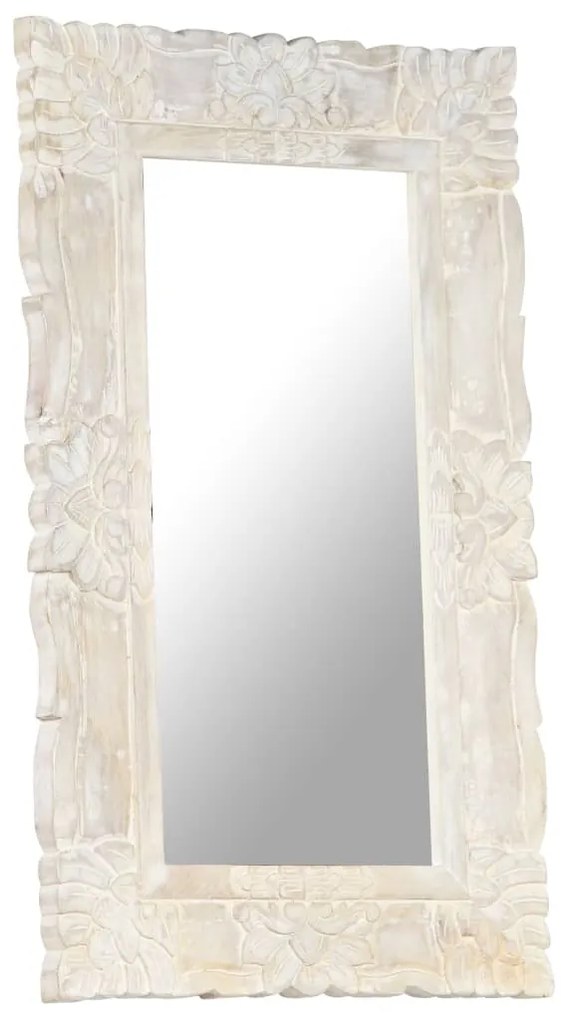 Espelho 80x50 cm madeira de mangueira maciça branco