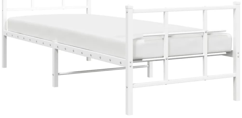 Estrutura de cama com cabeceira e pés 80x200 cm metal branco