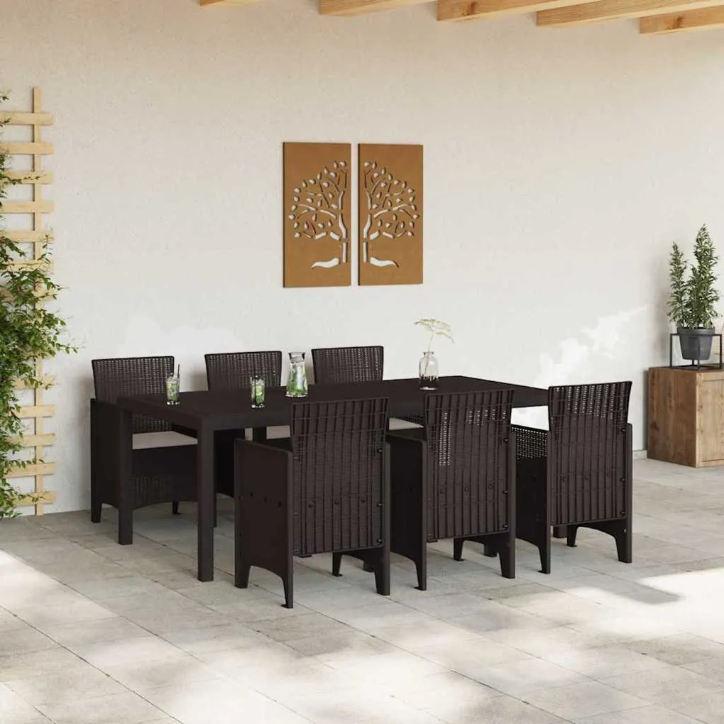 Conjunto de Jantar de Jardim 7 pcs Castanho 200 x 100 x 73 cm