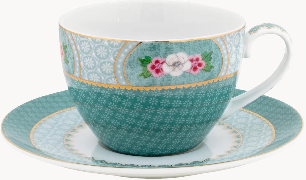 Chávena de café com pires em porcelana Blushing Birds