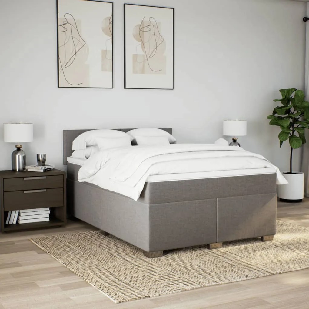 Cama com molas/colchão 160x200 cm tecido castanho-acinzentado