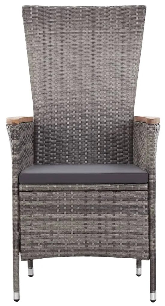 3 pcs conjunto lounge de jardim c/ almofadões vime PE cinzento