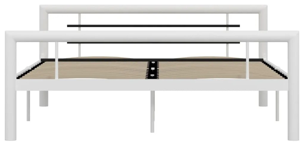 Estrutura de cama 140x200 cm metal branco e preto