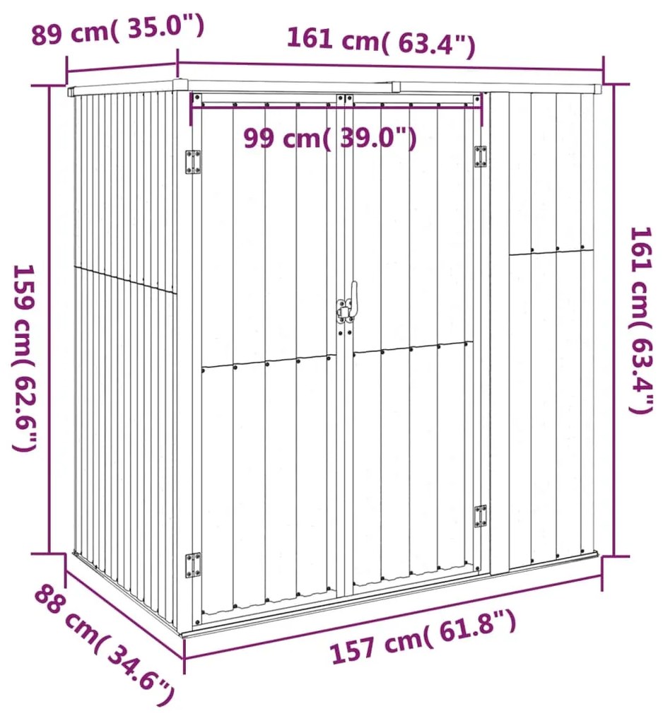 Abrigo p/ ferramentas jardim 161x89x161cm aço galvanizado verde