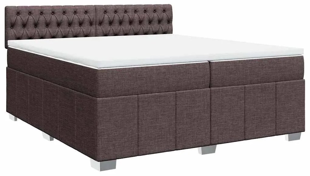 Cama com molas/colchão 200x200 cm tecido castanho-escuro