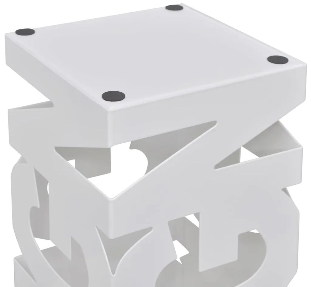 Suporte guarda-chuvas/de armazenamento quadrado branco aço 48,5 cm