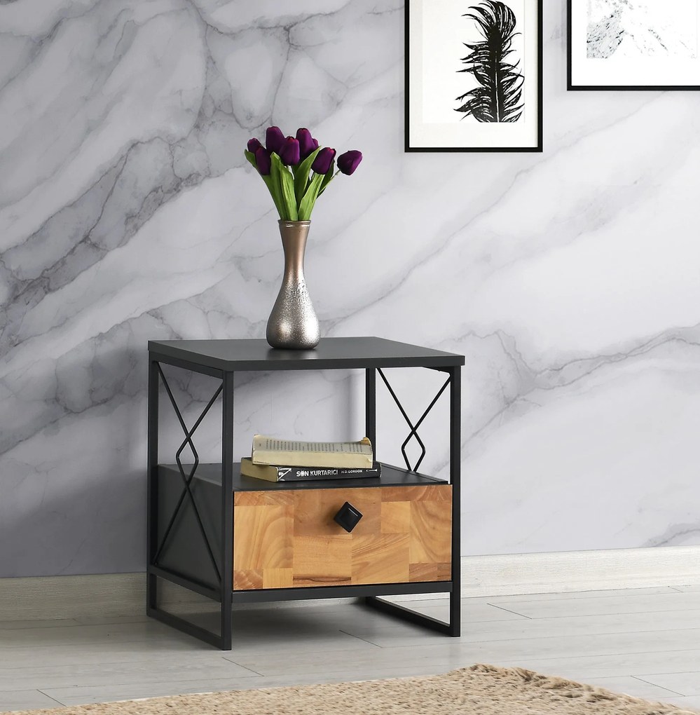 Mesa de Cabeceira Altunizade – Antracite – 45x50x41 cm
