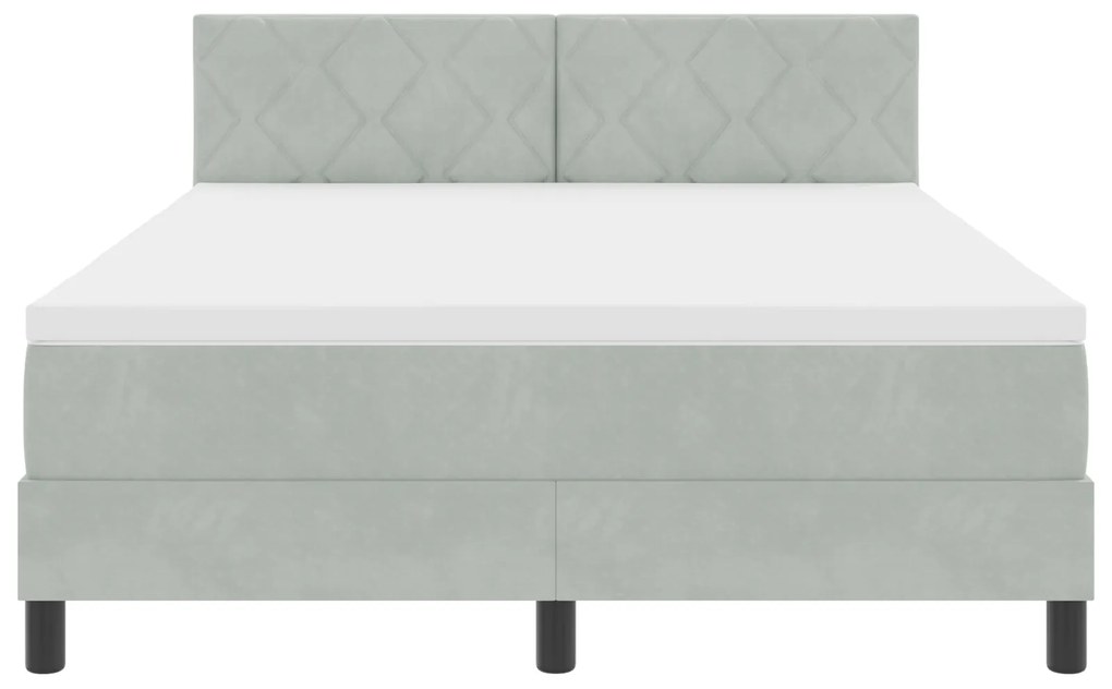 Cama Box Spring vidaXL com Colchão Cinza Claro 140x200 cm Veludo