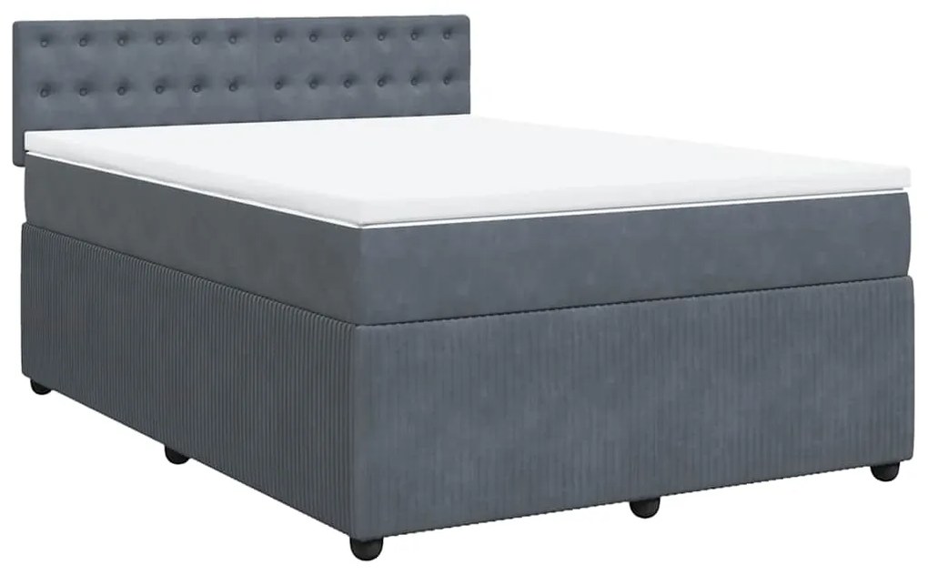 Cama com molas/colchão 160x200 cm veludo cinzento-escuro