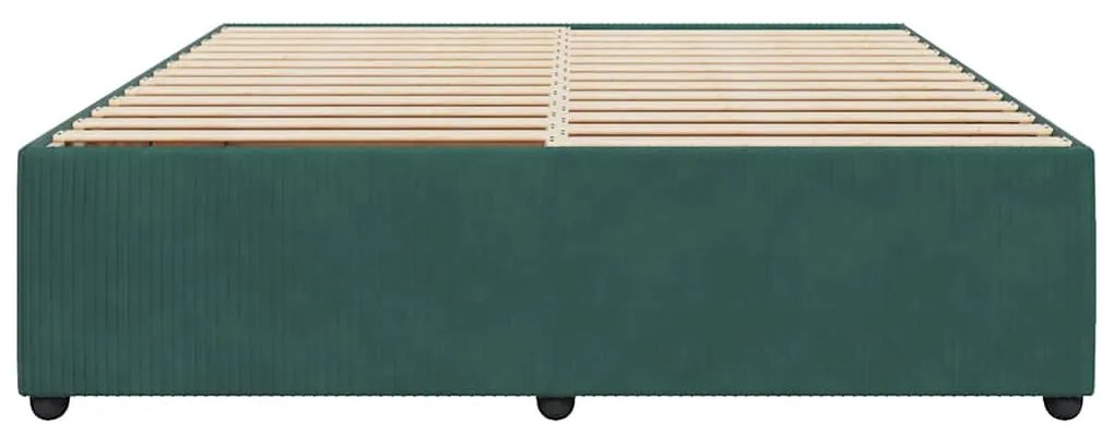 Estrutura de cama sem colchão 200x200 cm veludo verde-escuro