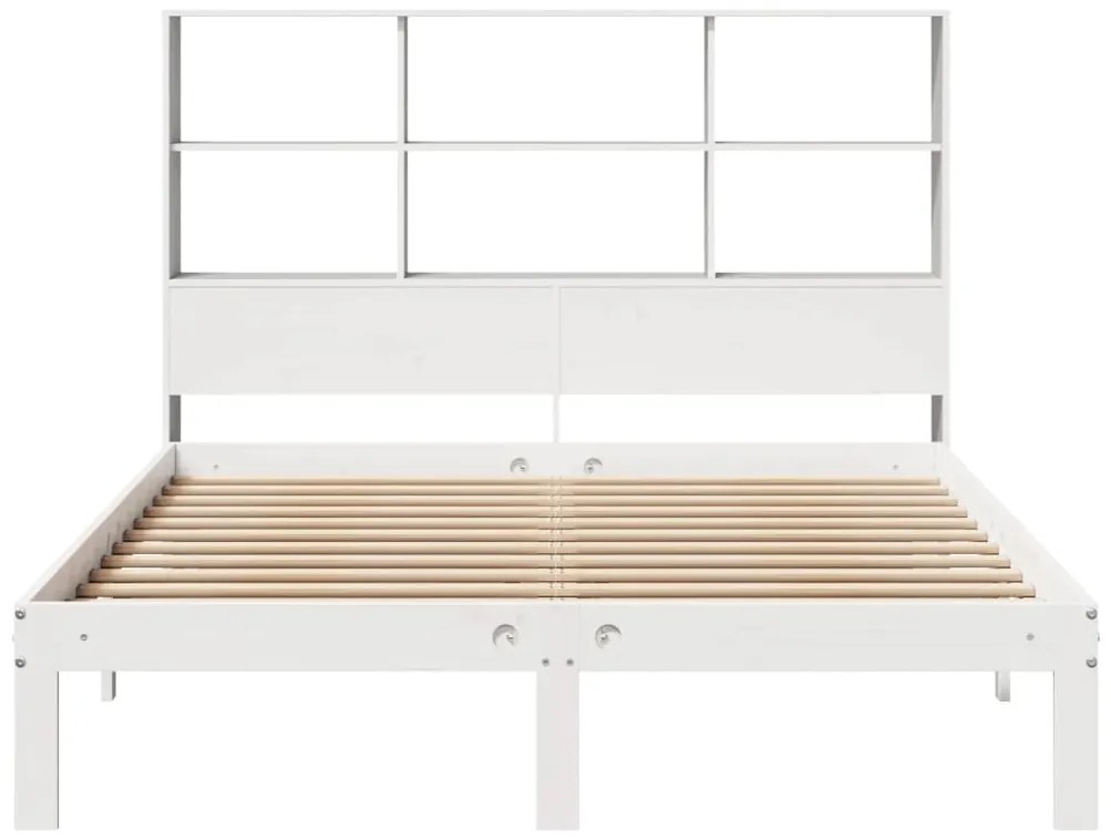 Cama com estante sem colchão 160x200 cm pinho maciço branco