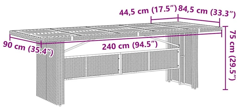 Conjunto de Jantar de Jardim vidaXL 11 Peças Preto Rattan Poliéster Ac
