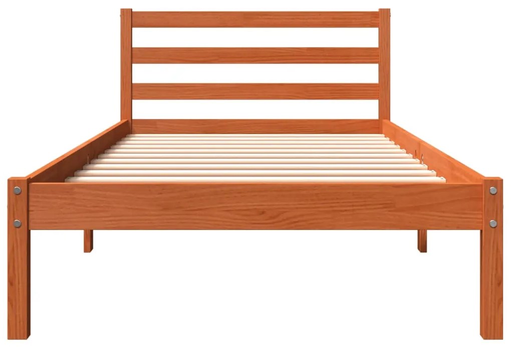 Estrutura de cama 90x200 cm madeira pinho maciça castanho cera