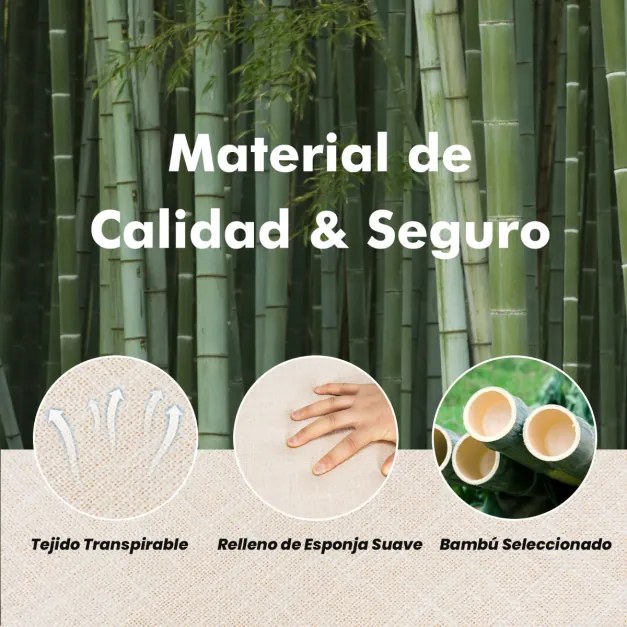 Cadeira de Lazer em Bambu Cadeira de Jantar com Almofada Penteadeira com Encosto Curvo Poltrona para Sala Quarto 54 x 54 x 73 cm Natural