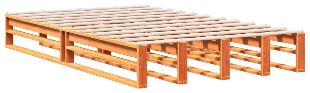 Cama c/ estante sem colchão 120x200cm pinho maciço castanho-mel