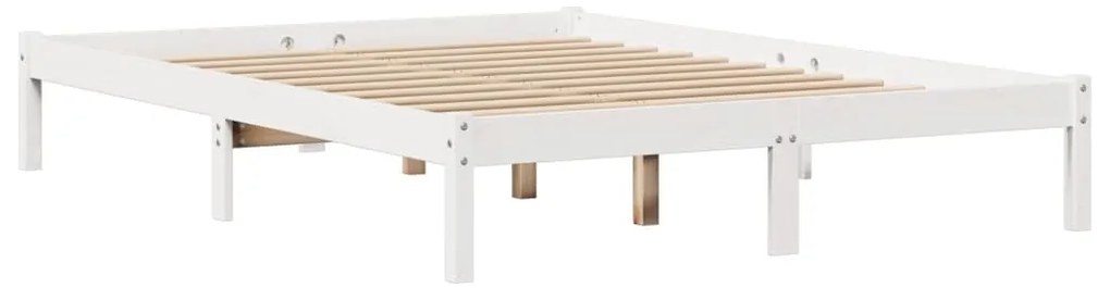 Cama sem colchão 160x200 cm madeira de pinho maciça branco