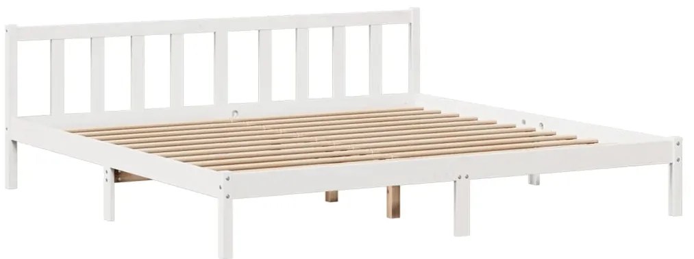 Cama com estante sem colchão 200x200 cm pinho maciço branco