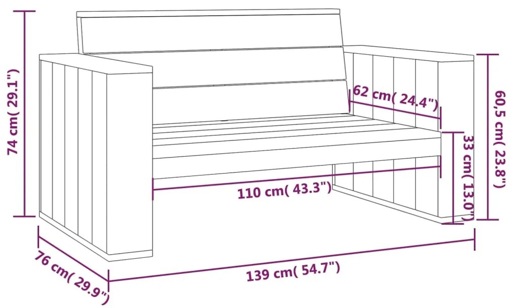 Banco de jardim 139 cm pinho impregnado