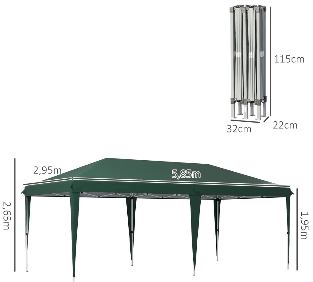 Tenda para Festas 6x3 m Tenda de Jardim com Altura Ajustável em 3 Níve