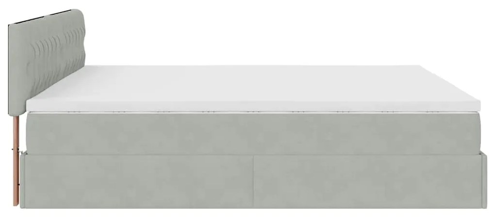 Estrutura de cama otomana com colchão 200x200 cm cinzento claro
