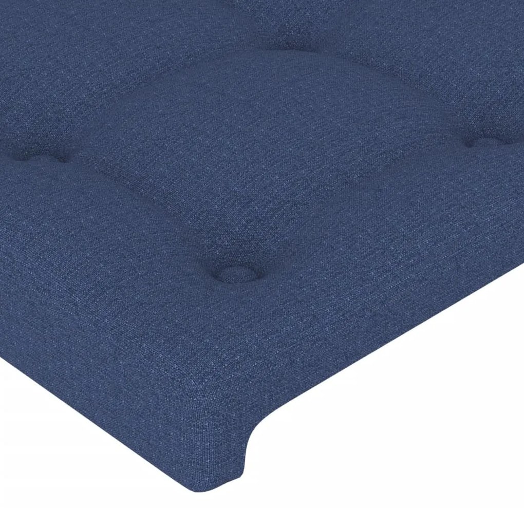 Cabeceira de cama c/ luzes LED tecido 93x16x118/128 cm azul